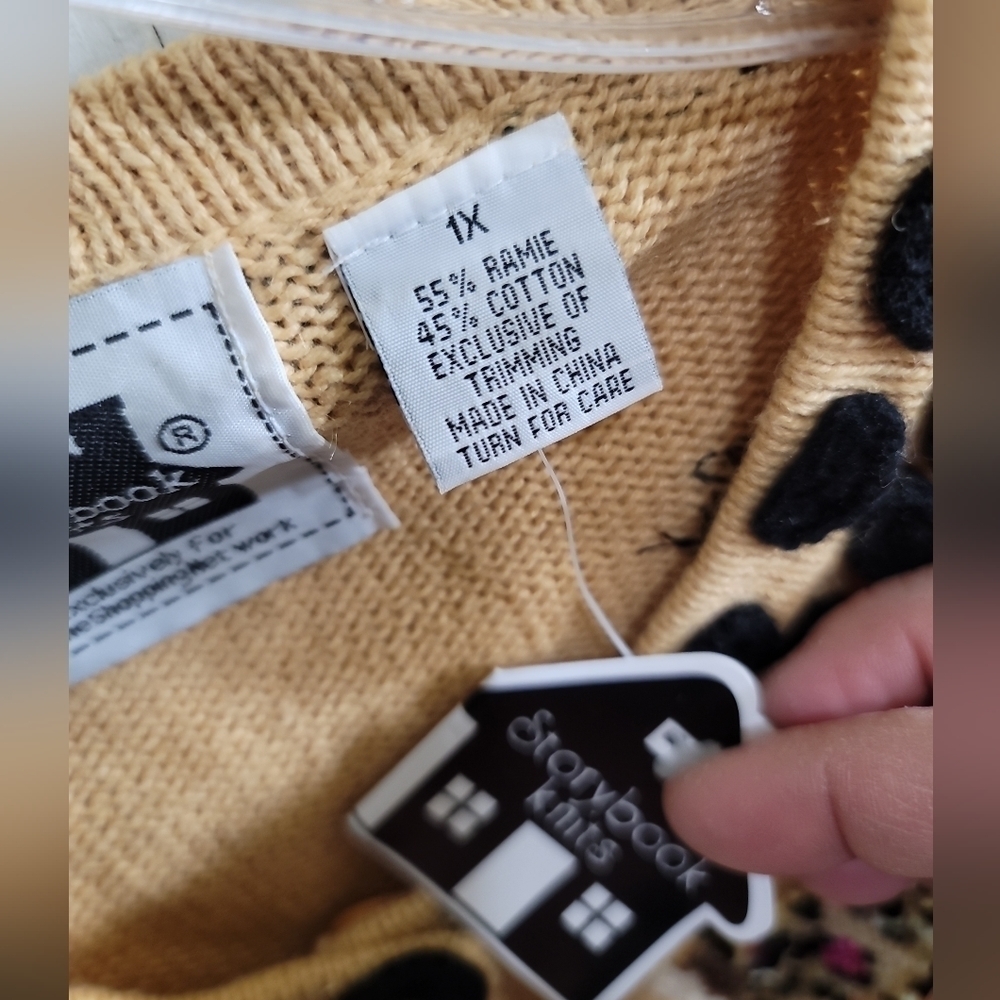 NWT Storybook Knits Leopard Sequins Cardigan 1X 3… - image 2